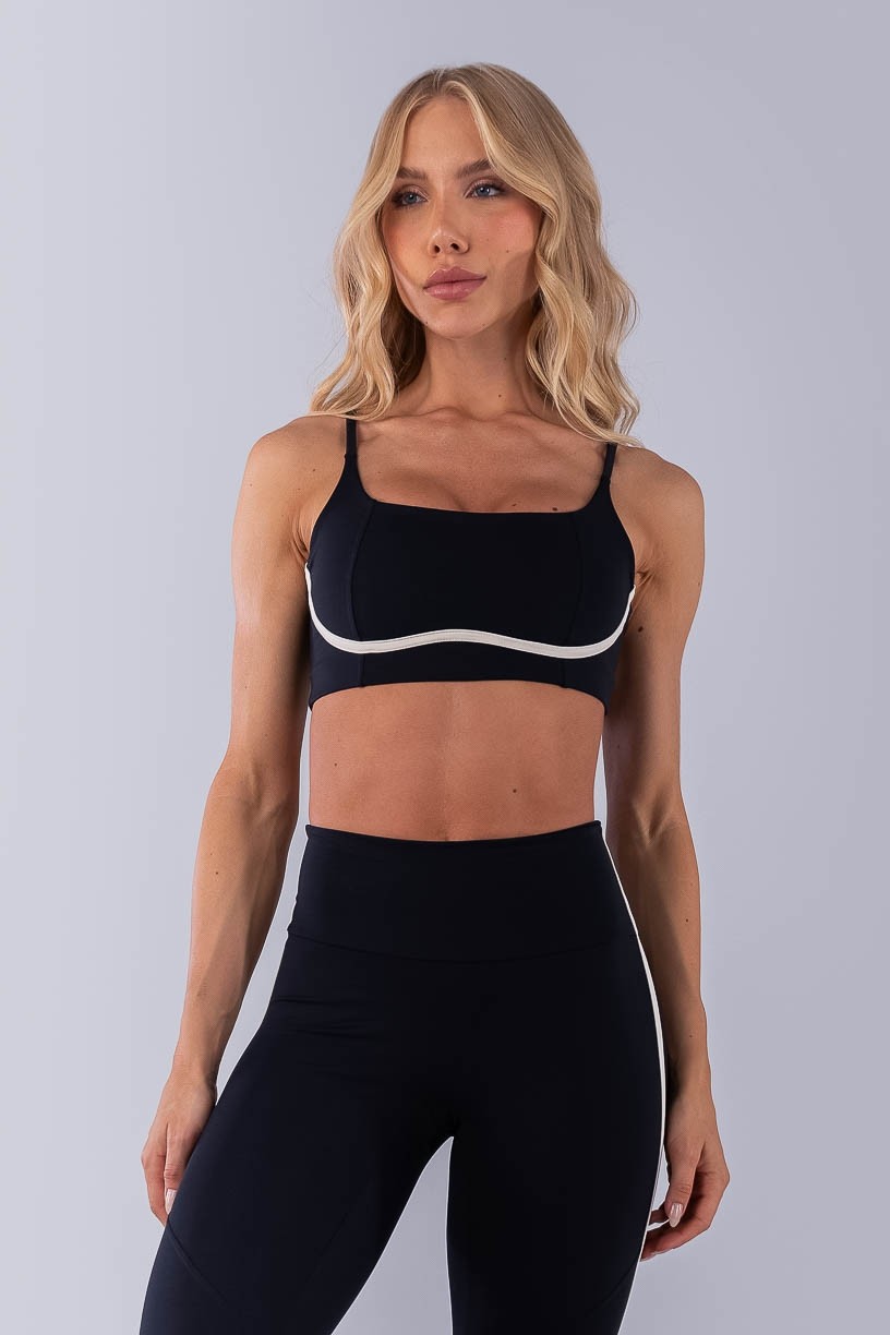 Top com Alças e Detalhe em Chapado (Preto / Off-White) | Ref: K4484-A