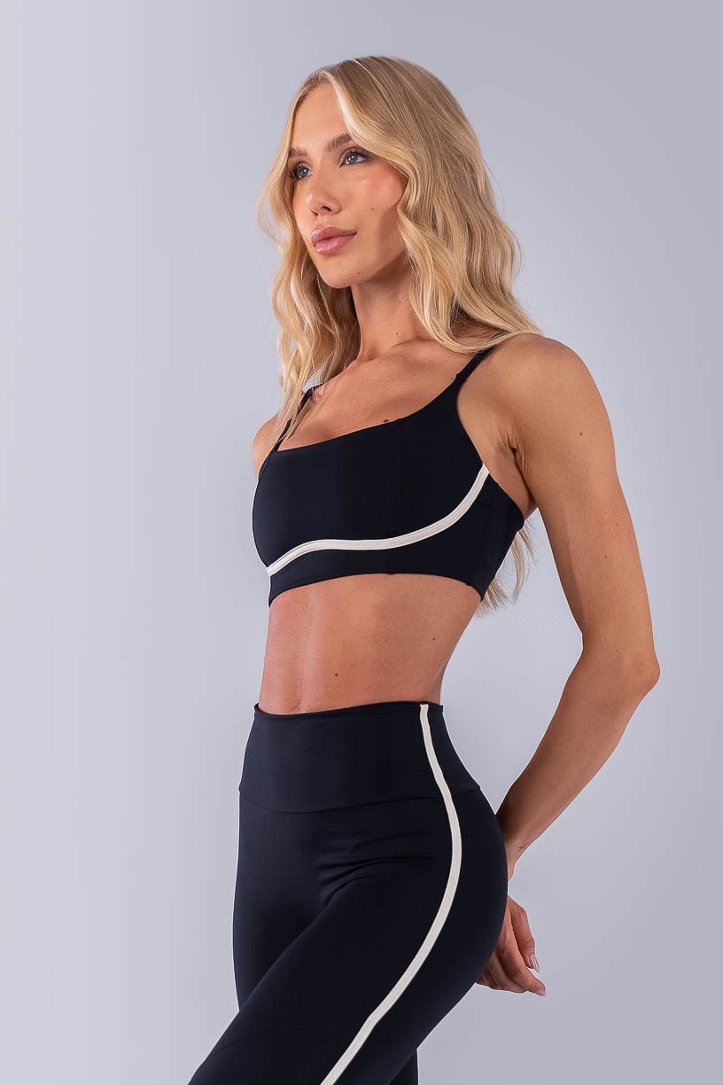 Top com Alças e Detalhe em Chapado (Preto / Off-White) | Ref: K4484-A