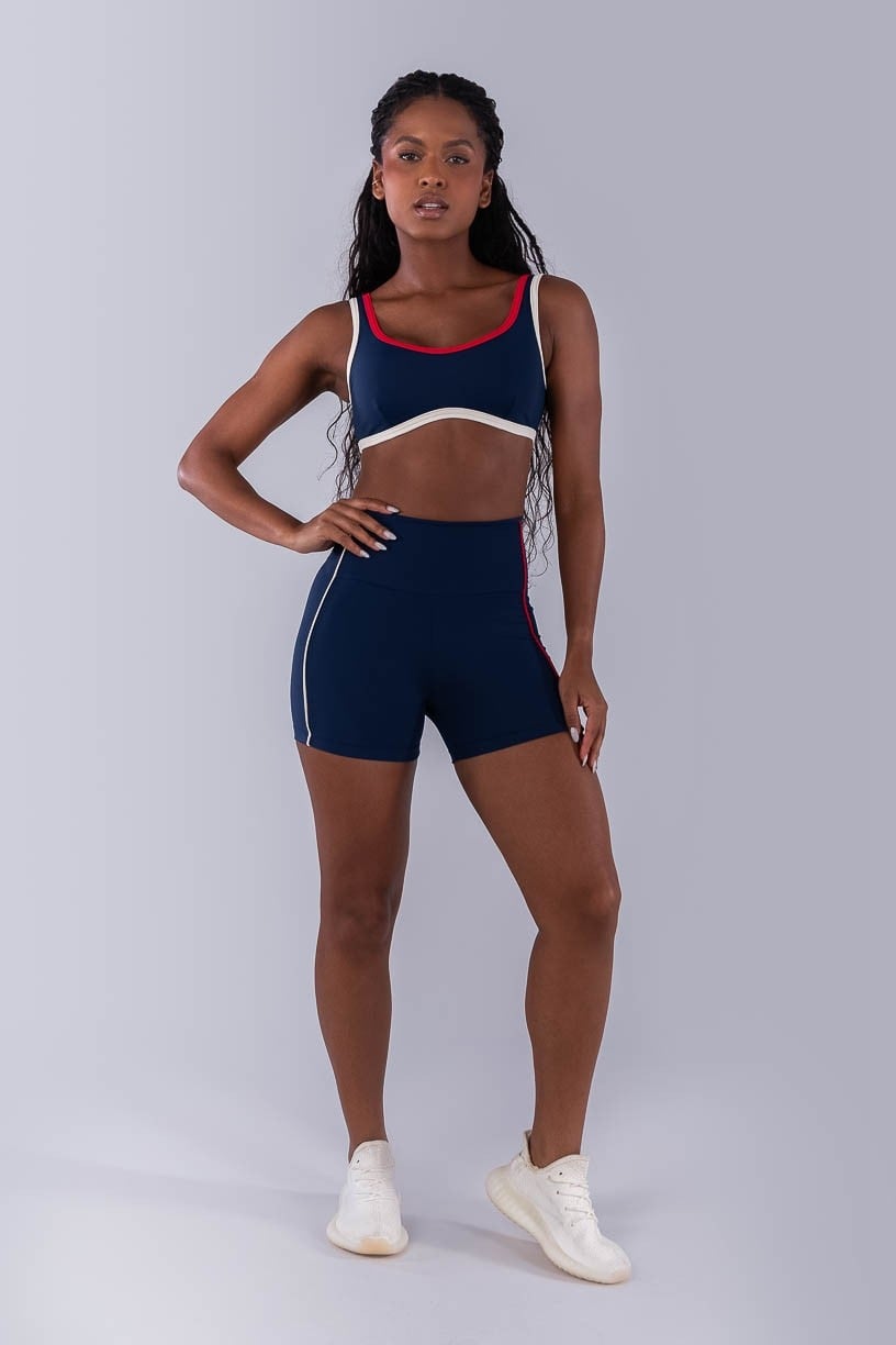 Top com Alças e Viés Colorido (Azul Marinho / Off-White / Vermelho) | Ref: K4475-C