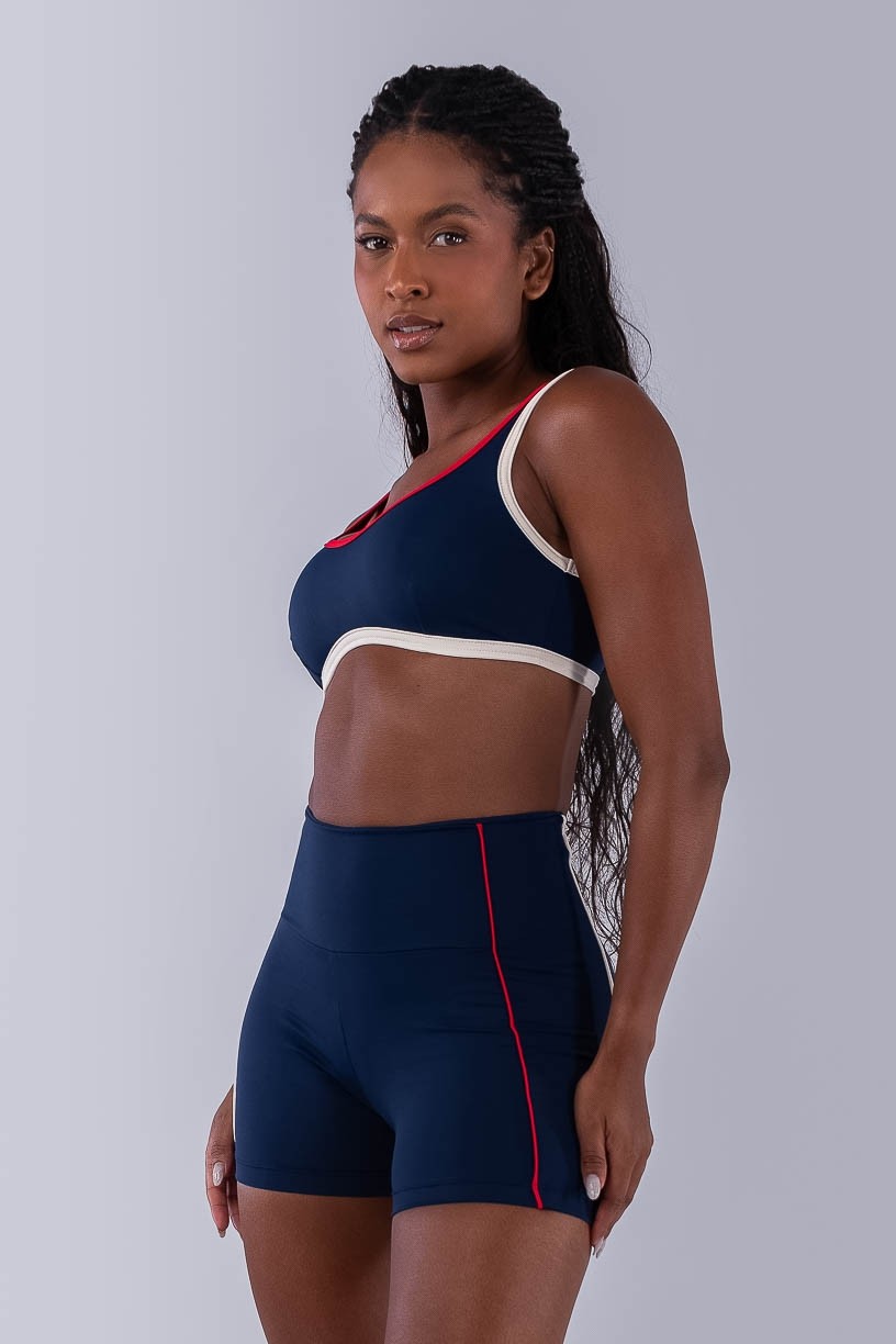Top com Alças e Viés Colorido (Azul Marinho / Off-White / Vermelho) | Ref: K4475-C