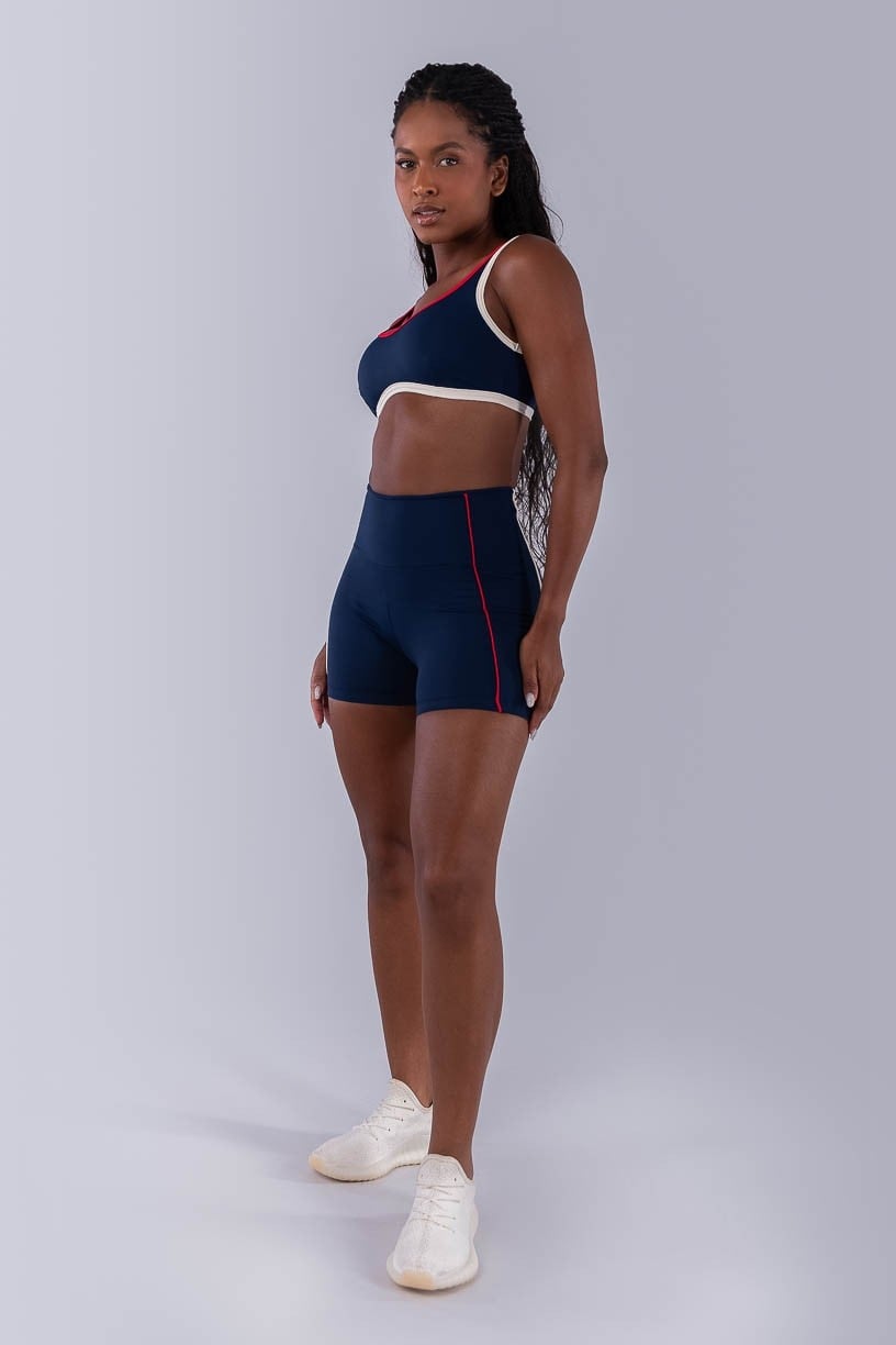 Top com Alças e Viés Colorido (Azul Marinho / Off-White / Vermelho) | Ref: K4475-C