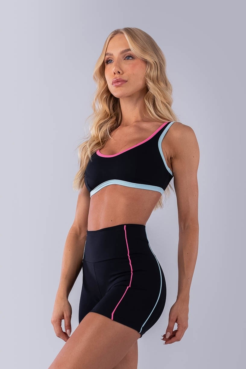 Top com Alças e Viés Colorido (Preto / Azul Bebê / Rosa Chiclete) | Ref: K4475-B