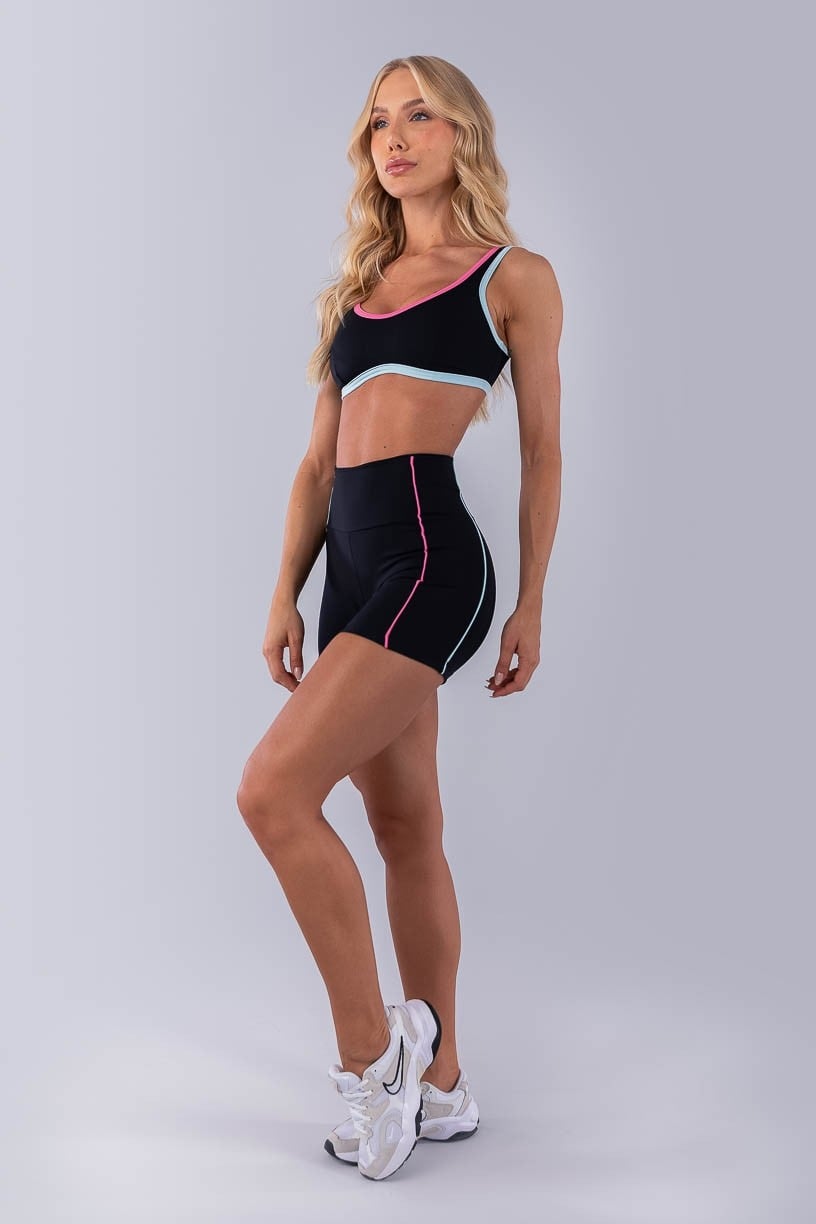 Top com Alças e Viés Colorido (Preto / Azul Bebê / Rosa Chiclete) | Ref: K4475-B