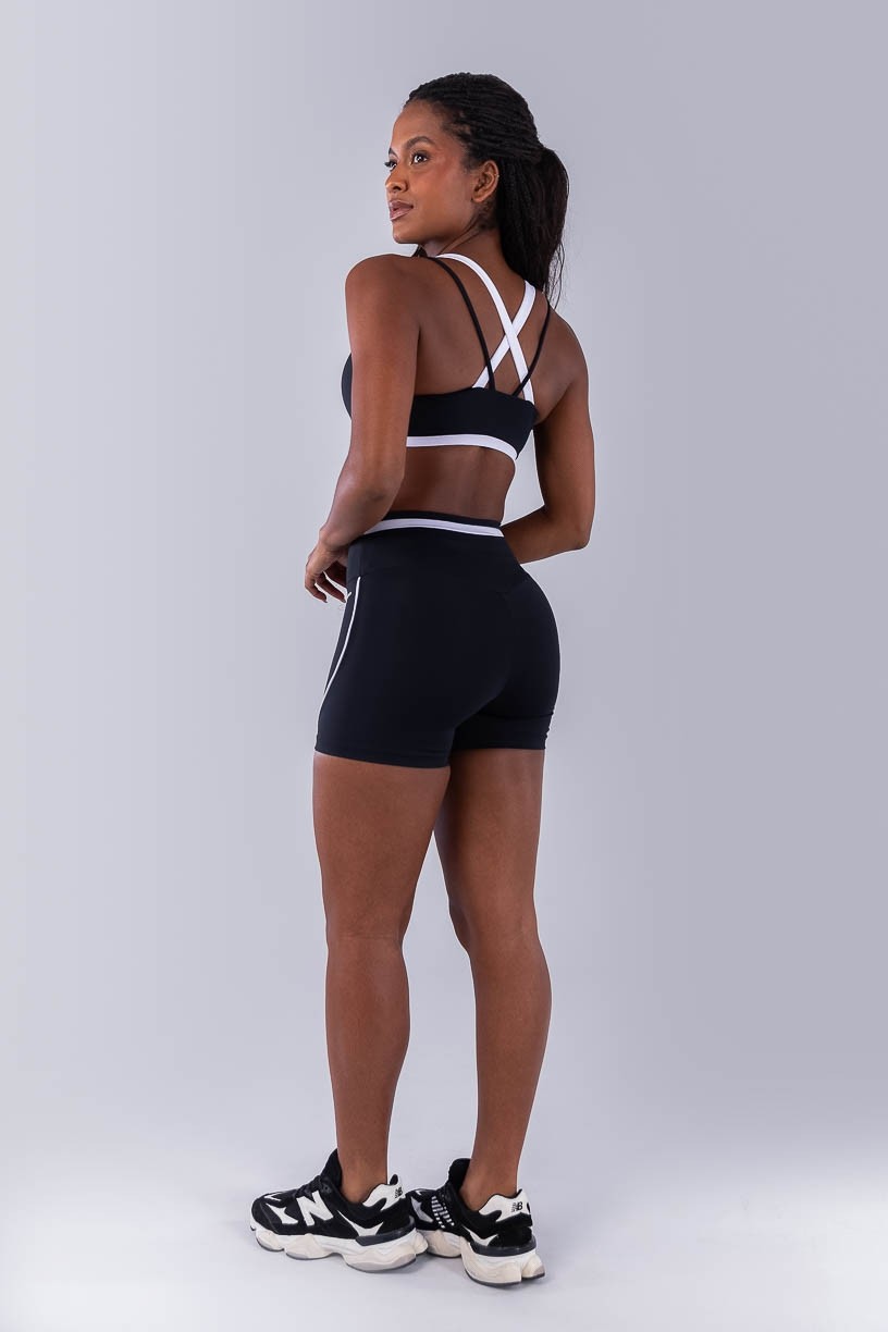Top com Alças Duplas e Cós De Vira (Preto / Branco) | Ref: K4489-A