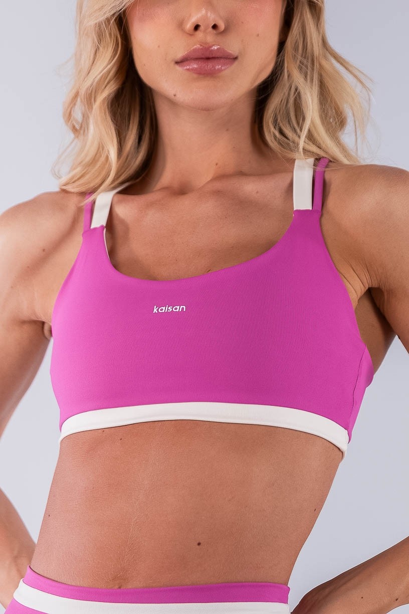 Top com Alças Duplas e Cós De Vira (Rosa Fúcsia / Off-White) | Ref: K4489-B