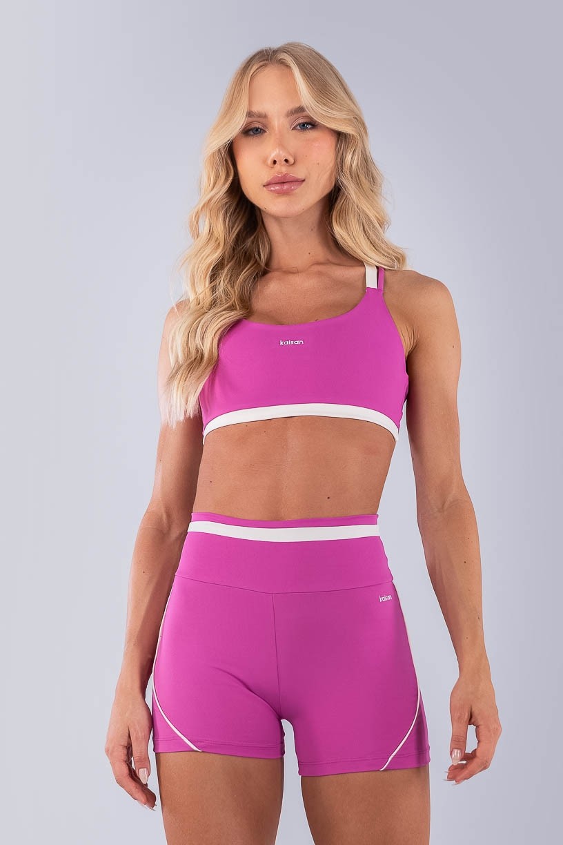 Top com Alças Duplas e Cós De Vira (Rosa Fúcsia / Off-White) | Ref: K4489-B