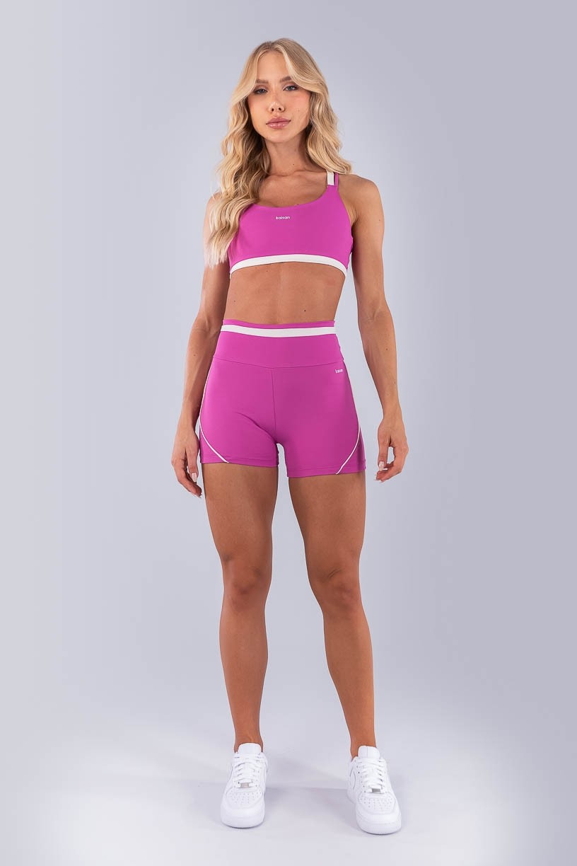 Top com Alças Duplas e Cós De Vira (Rosa Fúcsia / Off-White) | Ref: K4489-B
