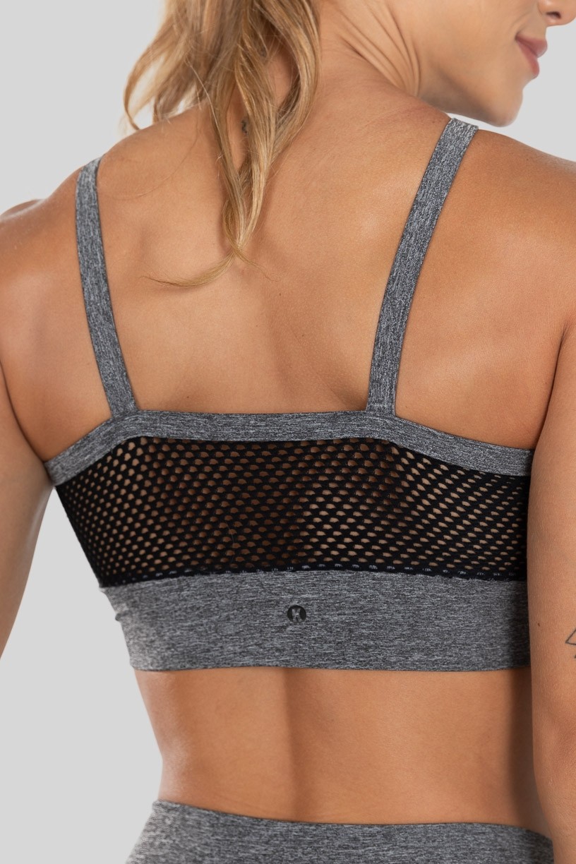Top com Costas em X Tela (Cinza / Rosa) | Ref: K3131-B