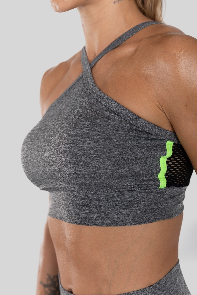 Top com Costas em X Tela (Cinza / Verde) | Ref: K3131-A