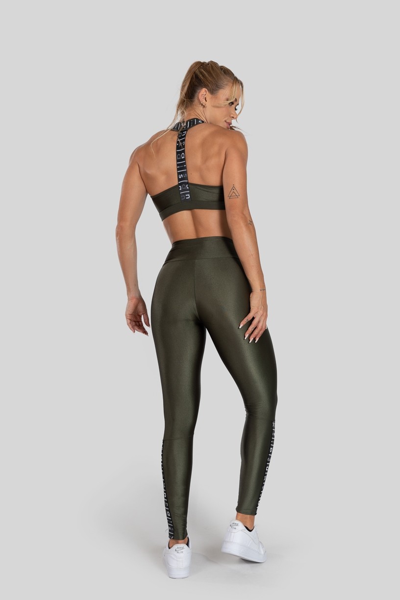 Top com Elástico nas Alças (Verde Militar / Preto) | Ref: K3149-B
