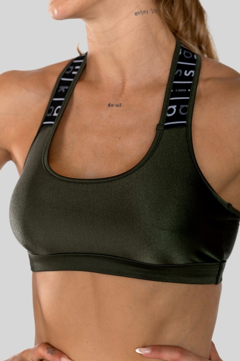 Top com Elástico nas Alças (Verde Militar / Preto) | Ref: K3149-B