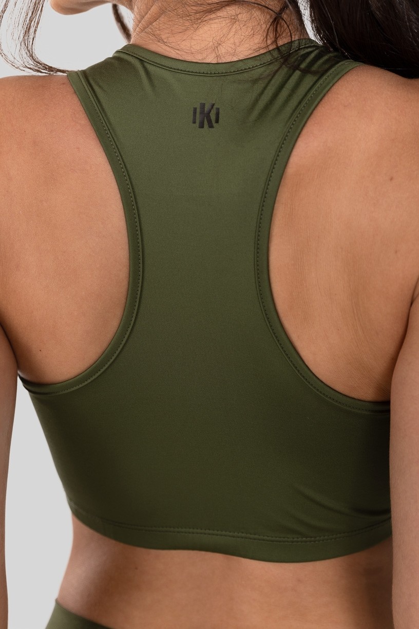 Top com Recorte e Detalhe em Tule no Busto (Verde Militar) | Ref: K2870-E