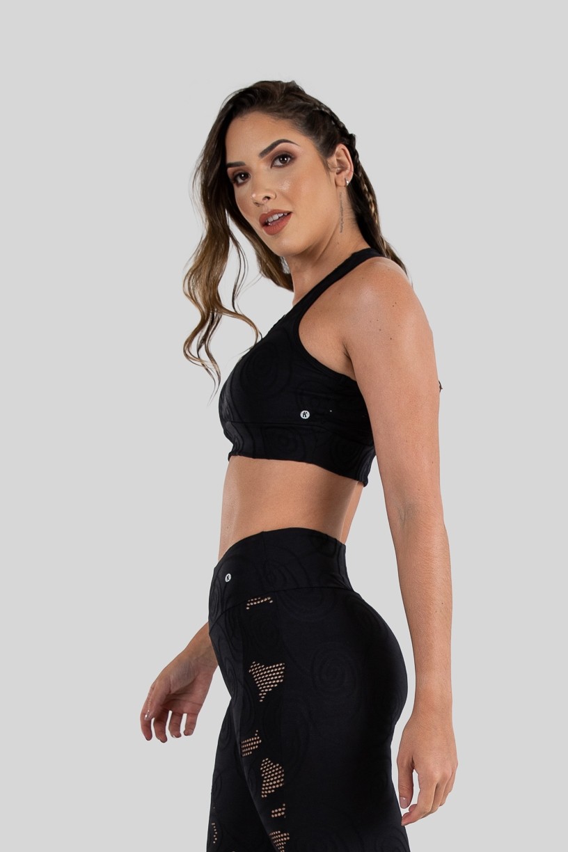 Top com Recortes Vazados (Preto)  Ref K3225-A