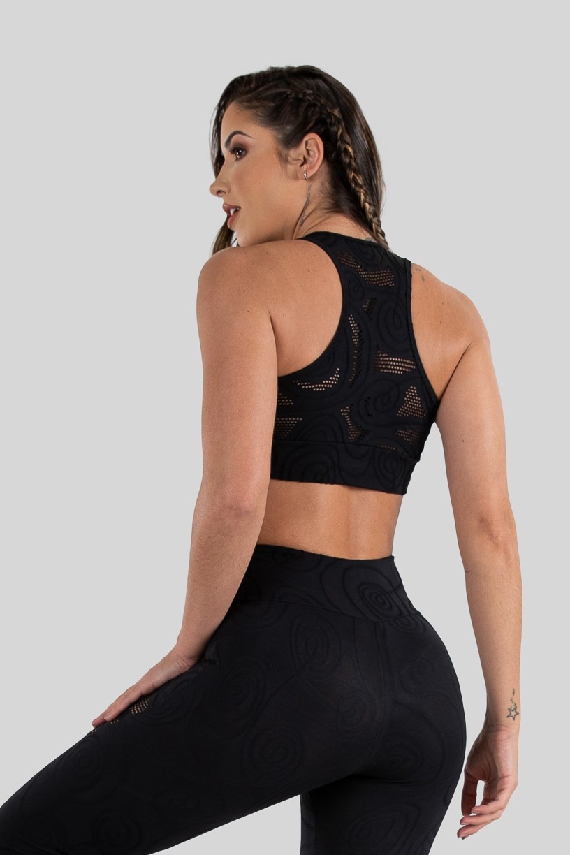 Top com Recortes Vazados (Preto)  Ref K3225-A