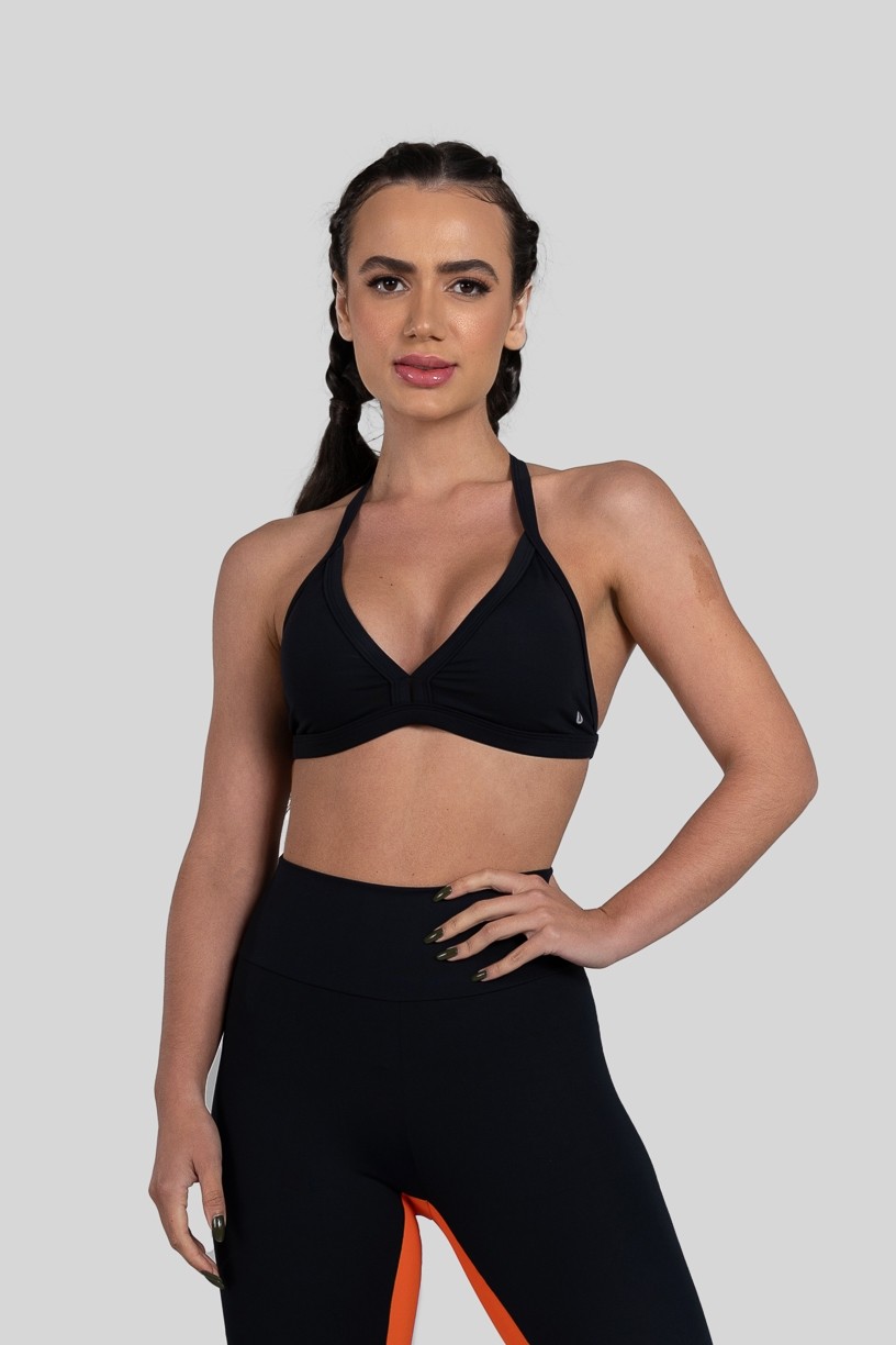 Top Cortininha com Viés (Preto / Laranja) | Ref: K3127-A