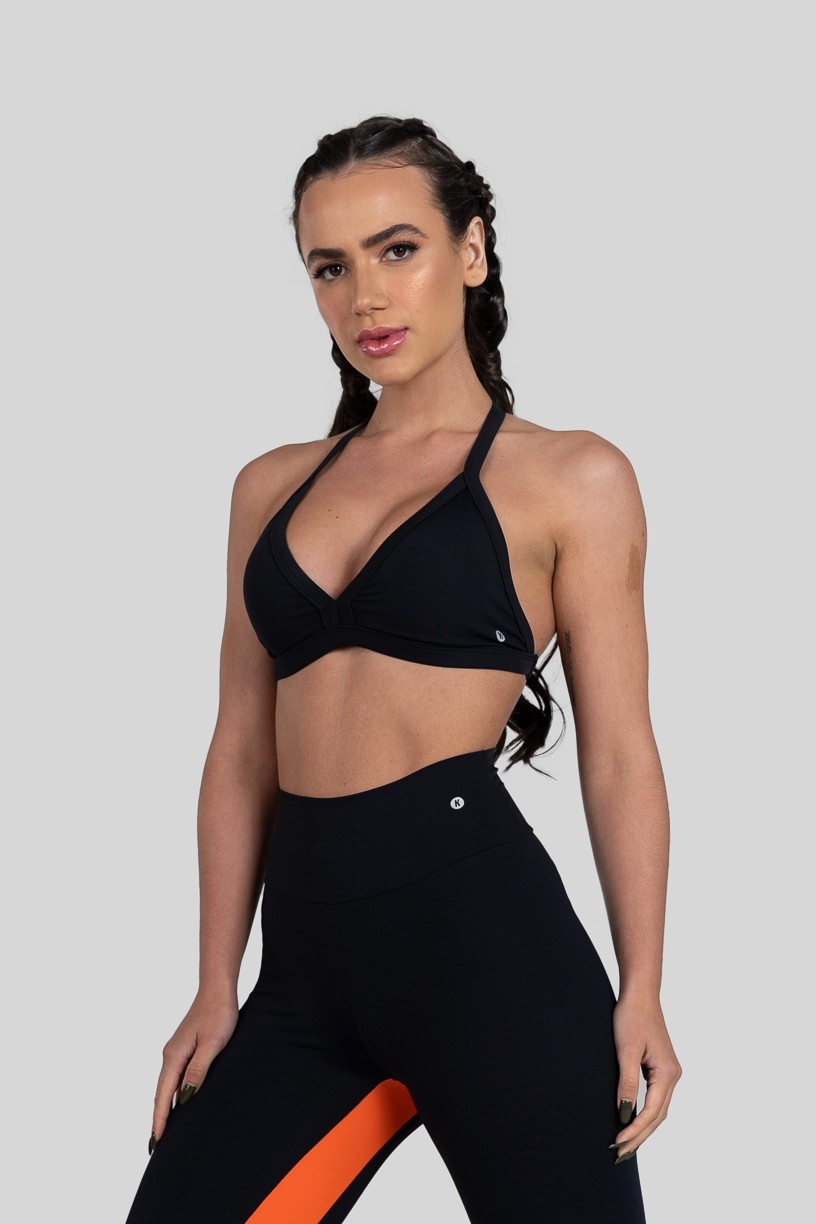 Top Cortininha com Viés (Preto / Laranja) | Ref: K3127-A