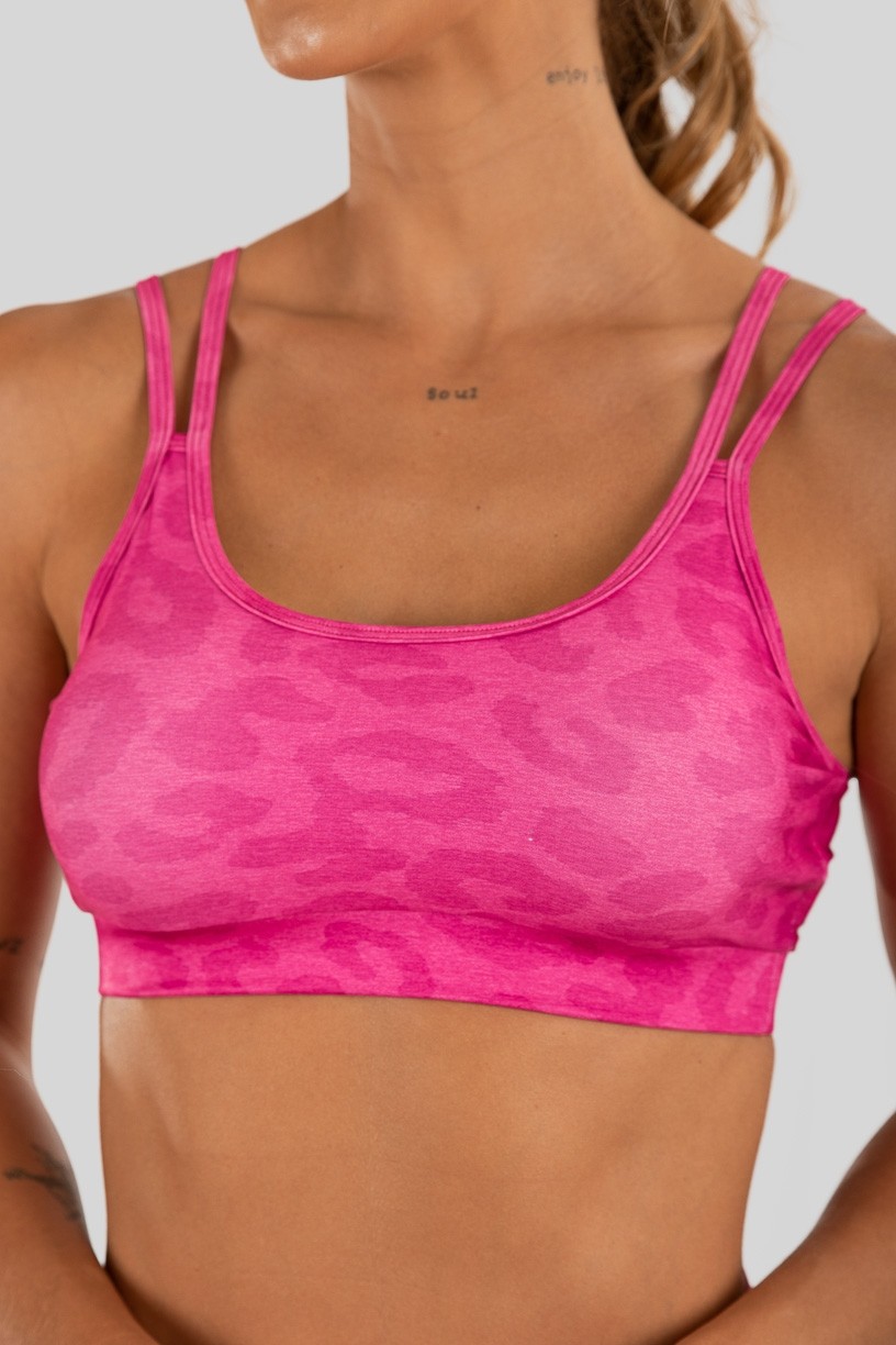 Top de Alcinha com Cós Estampa Digital (Pink Leopard)  Ref K3236-B