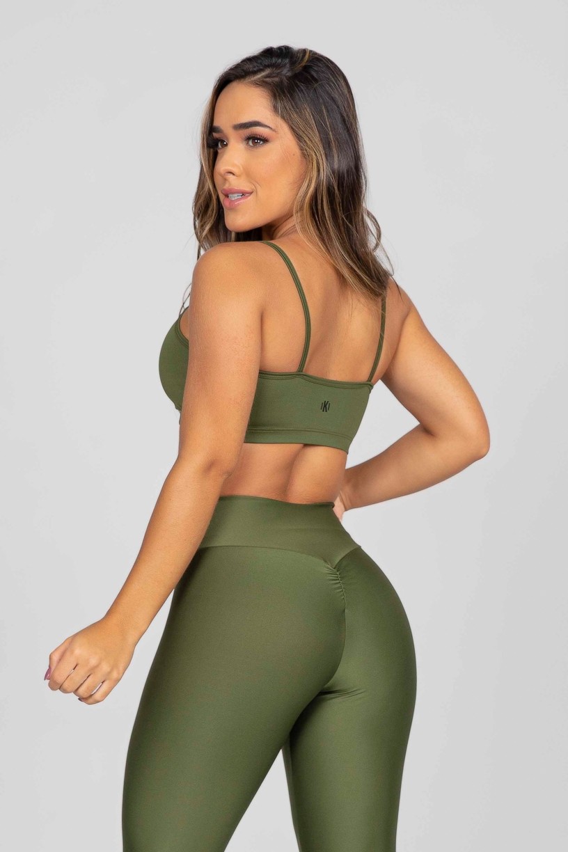 Top de Alcinha com Deatlhe Franzido no Busto (Verde Militar) | Ref: K2878-E