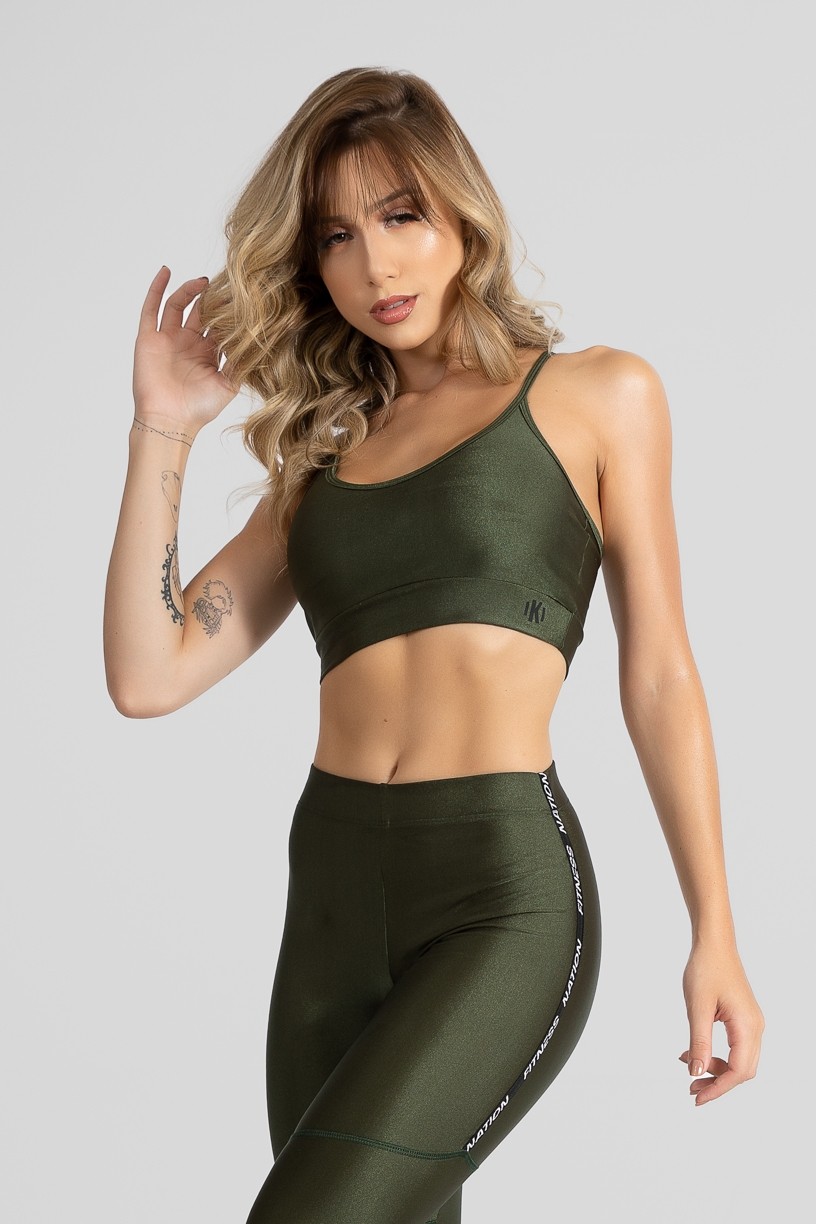 Top de Alcinha com Decote Arredondado (Verde Militar) | Ref: GO469-B