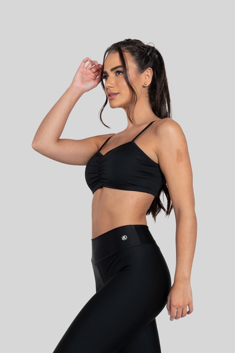 Top de Alcinha com Detalhe Franzido no Busto (Preto)  Ref K2878-A