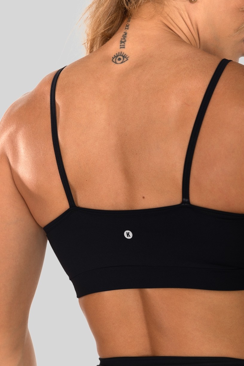 Top de Alcinha com Silk Listras Coloridas (Preto / Verde) | Ref: K3163-B