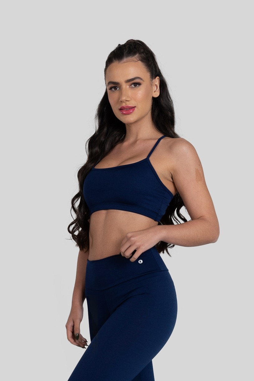 Top de Alcinha de Poliéster (Azul Marinho) | Ref: K3178-C