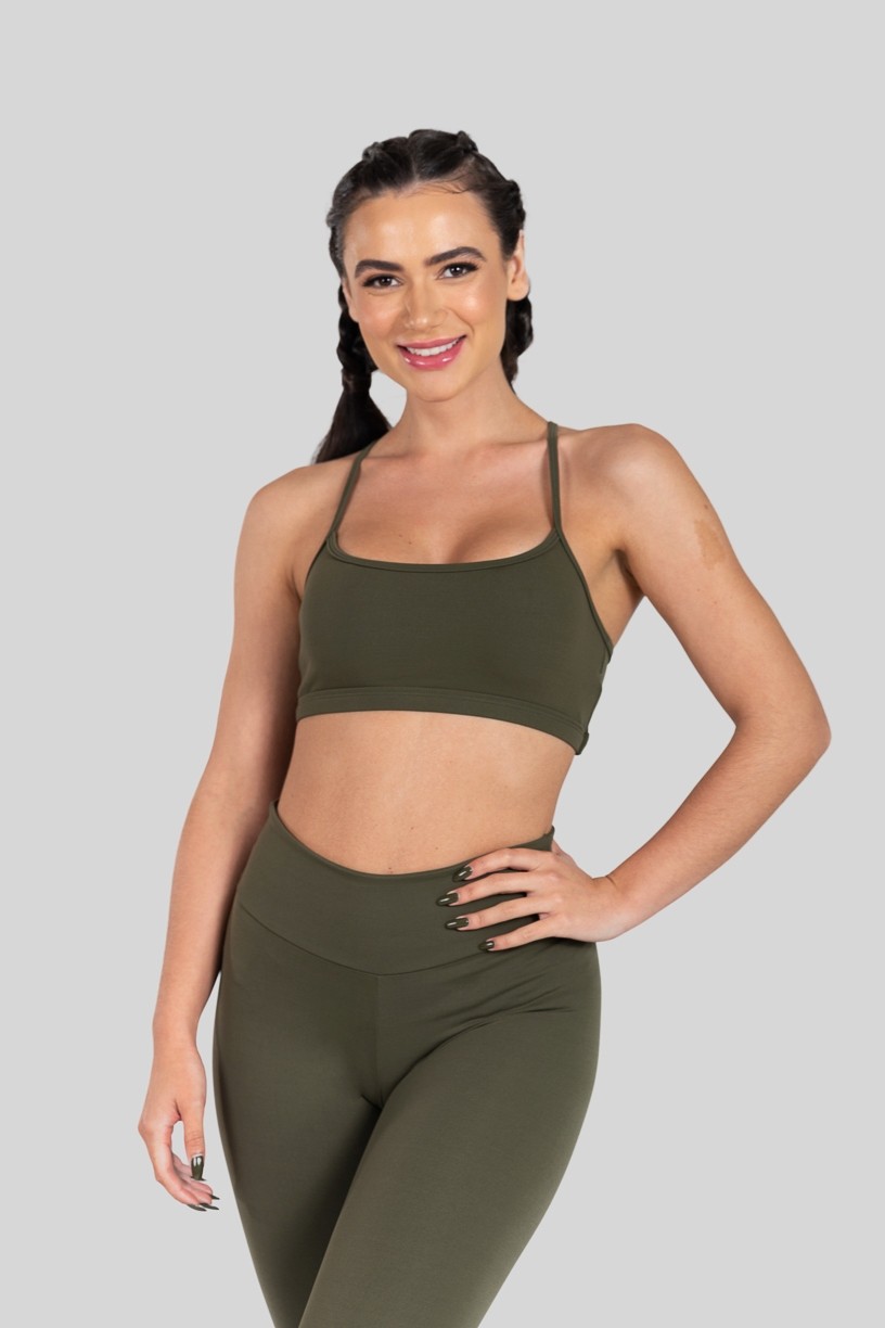 Top de Alcinha de Poliamida (Verde Militar)  Ref K3183-B
