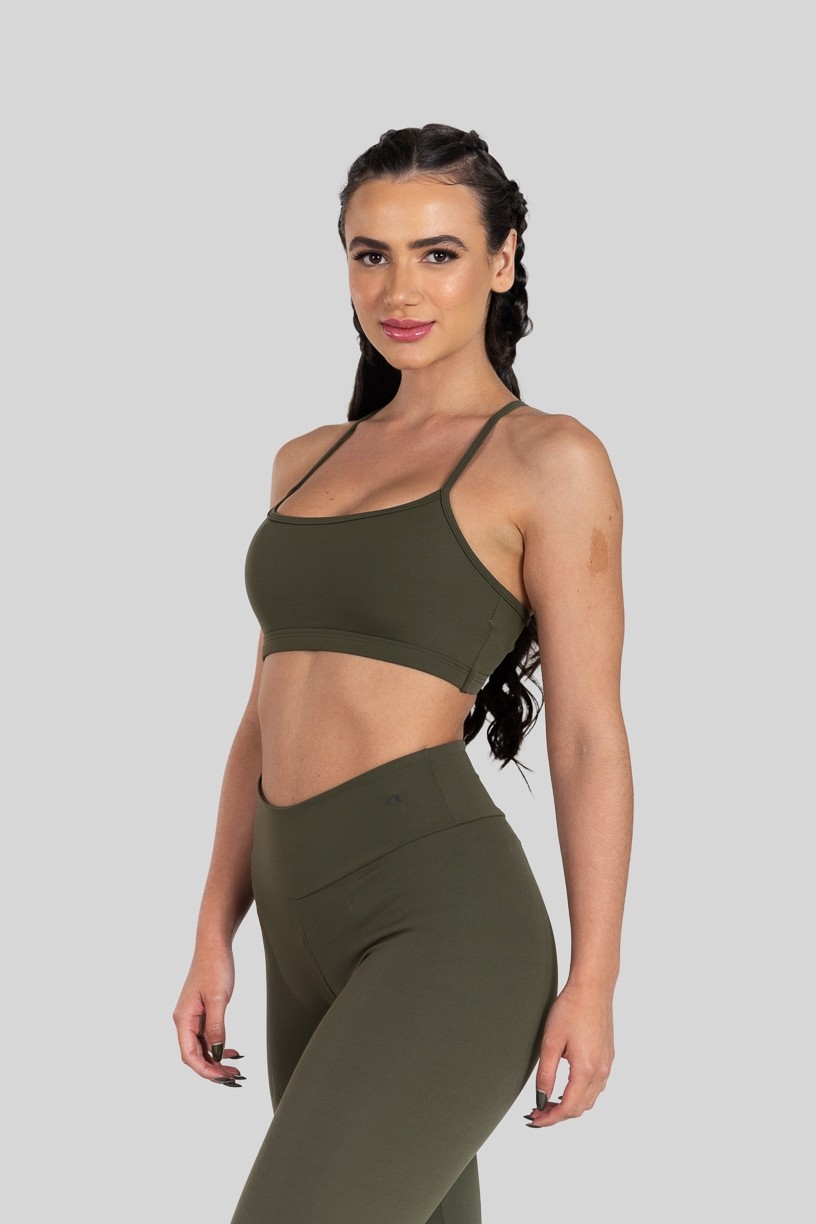 Top de Alcinha de Poliamida (Verde Militar)  Ref K3183-B