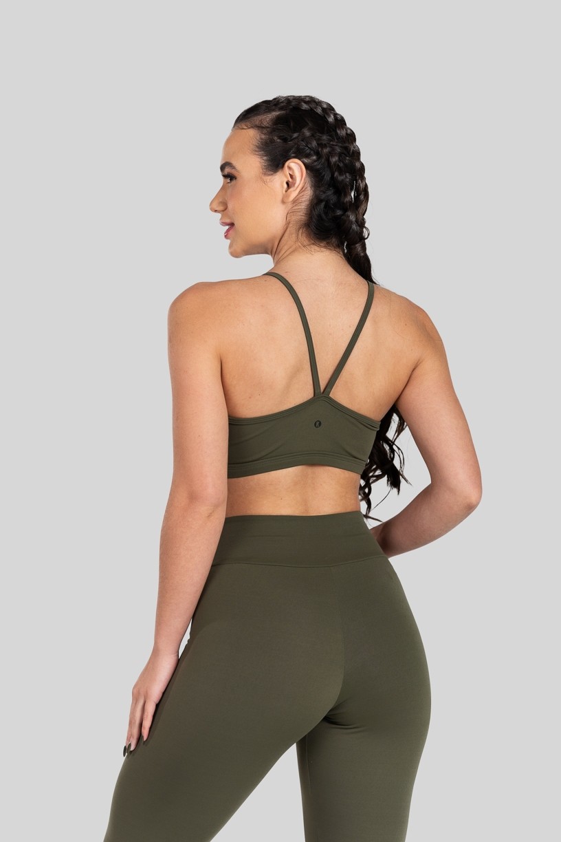 Top de Alcinha de Poliamida (Verde Militar)  Ref K3183-B