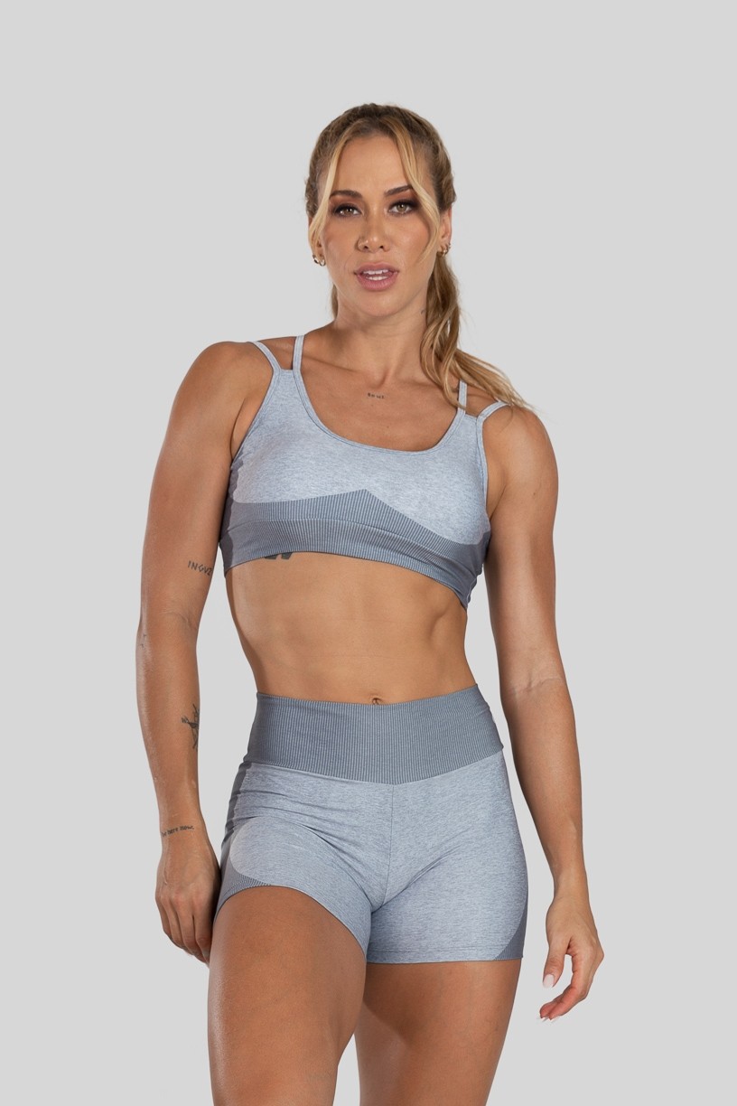 Top de Alcinha Dupla Estampa Digital (Gray Bubble) | Ref: K3100-C