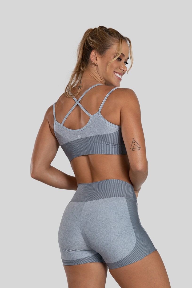 Top de Alcinha Dupla Estampa Digital (Gray Bubble) | Ref: K3100-C