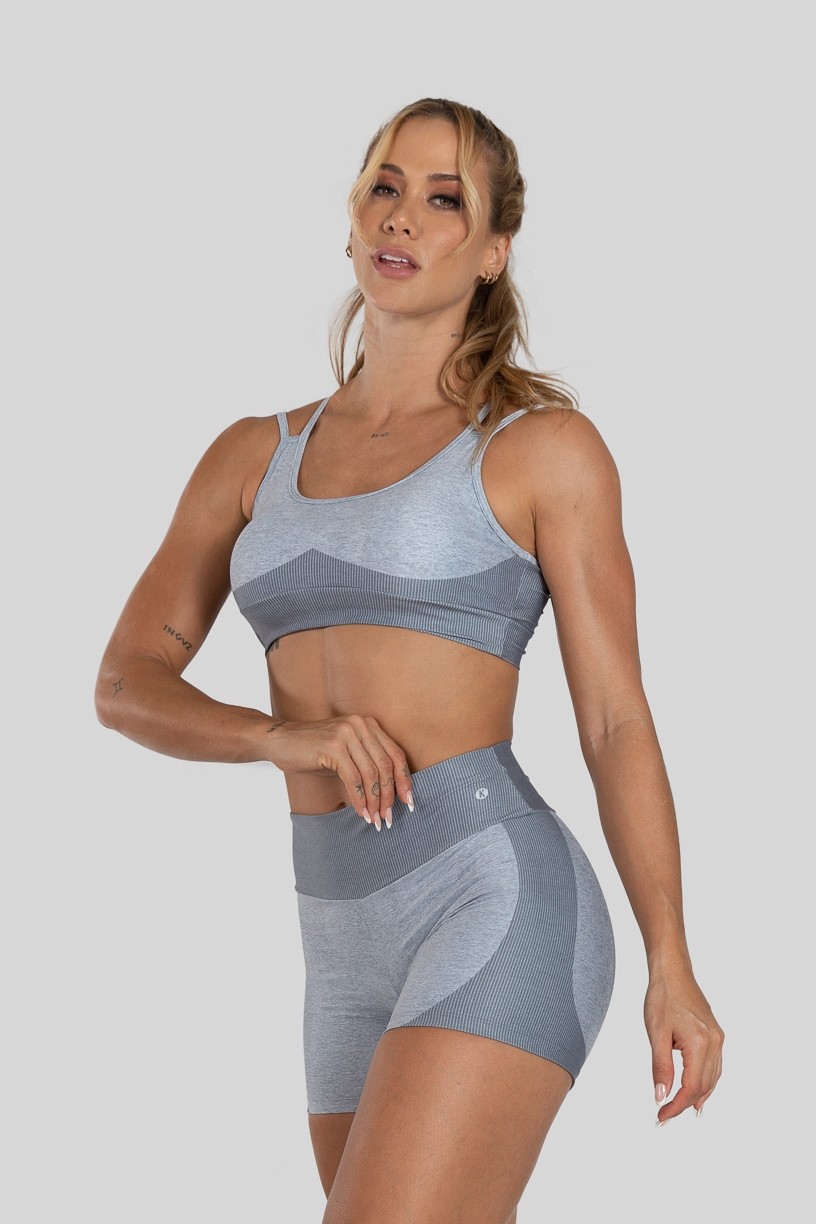 Top de Alcinha Dupla Estampa Digital (Gray Bubble) | Ref: K3100-C