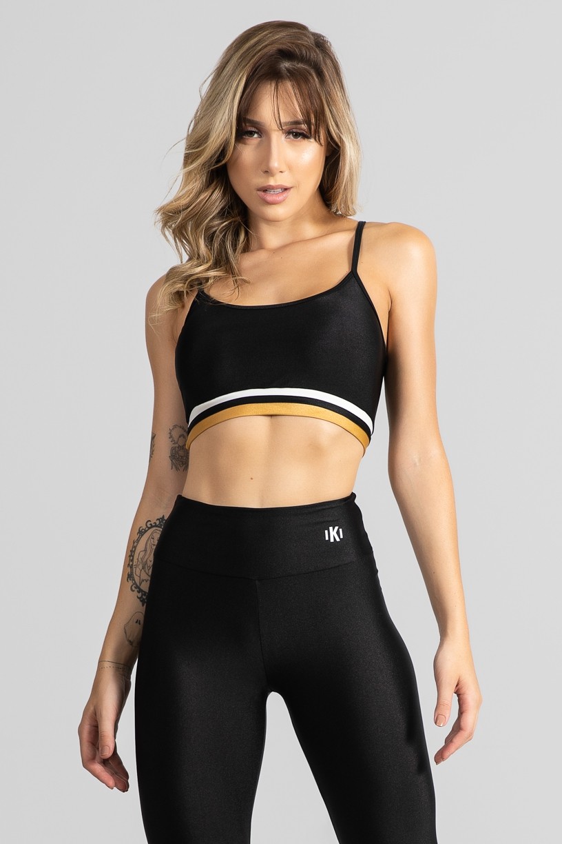 Top de Alcinha Três Cores (Preto / Ouro / Branco) | Ref: GO532-A