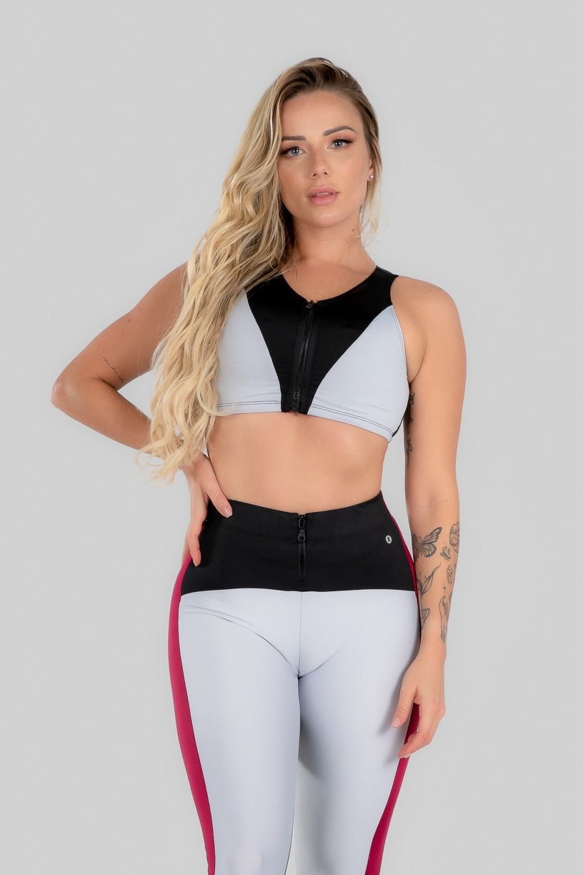 Top Duas Cores com Zíper (Preto / Branco) | Ref: K2968-A