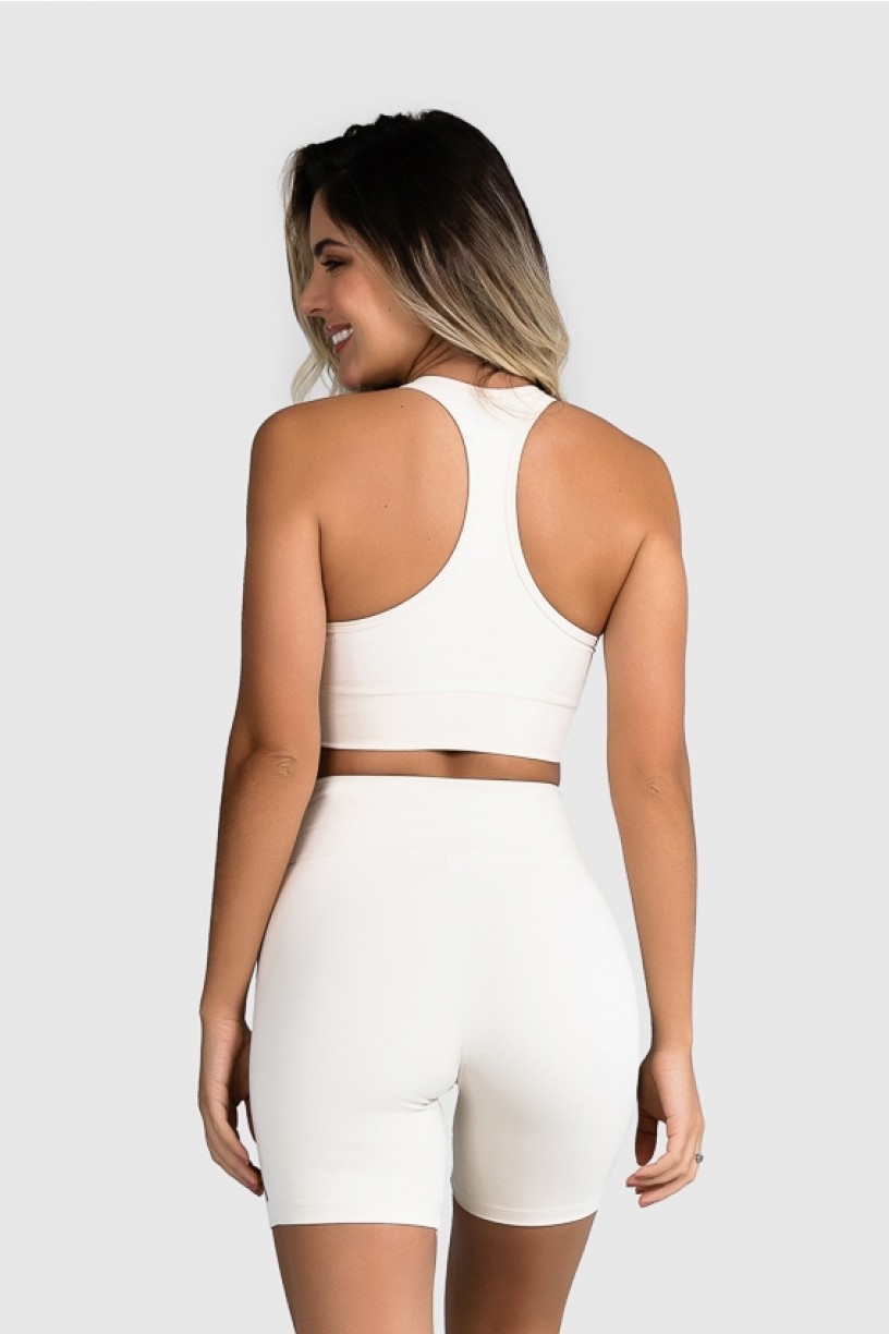 Top Fitness com Silk Waves (Off-White / Amarelo Neon + Preto) | Ref: GO25-C