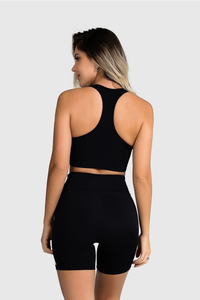 Top Fitness com Silk Waves (Preto / Laranja Neon + Off-White) | Ref: GO25-A