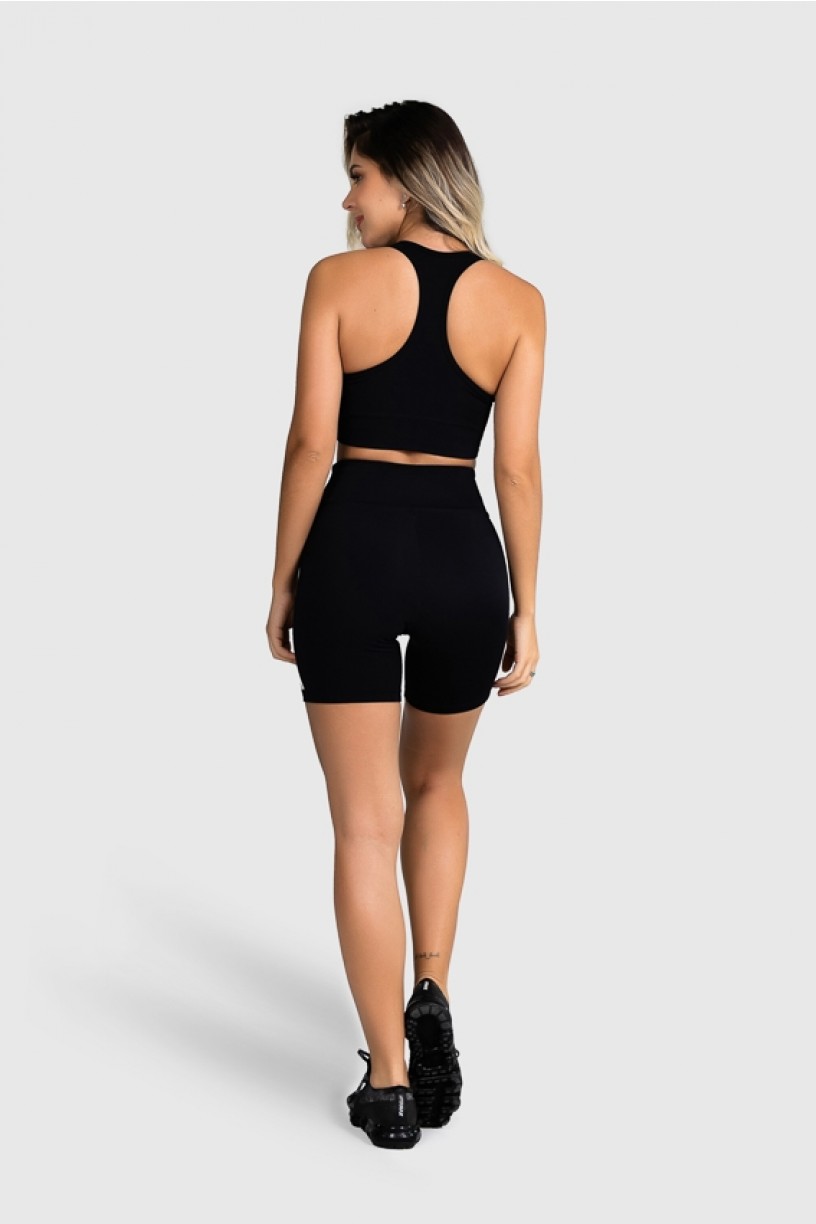 Top Fitness com Silk Waves (Preto / Laranja Neon + Off-White) | Ref: GO25-A