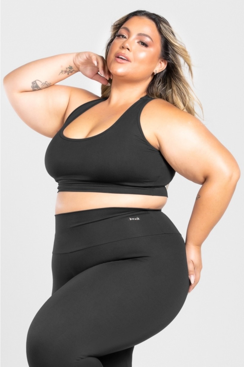 Top Nadador Básico Plus Size (Preto) | Ref: KP3079-A