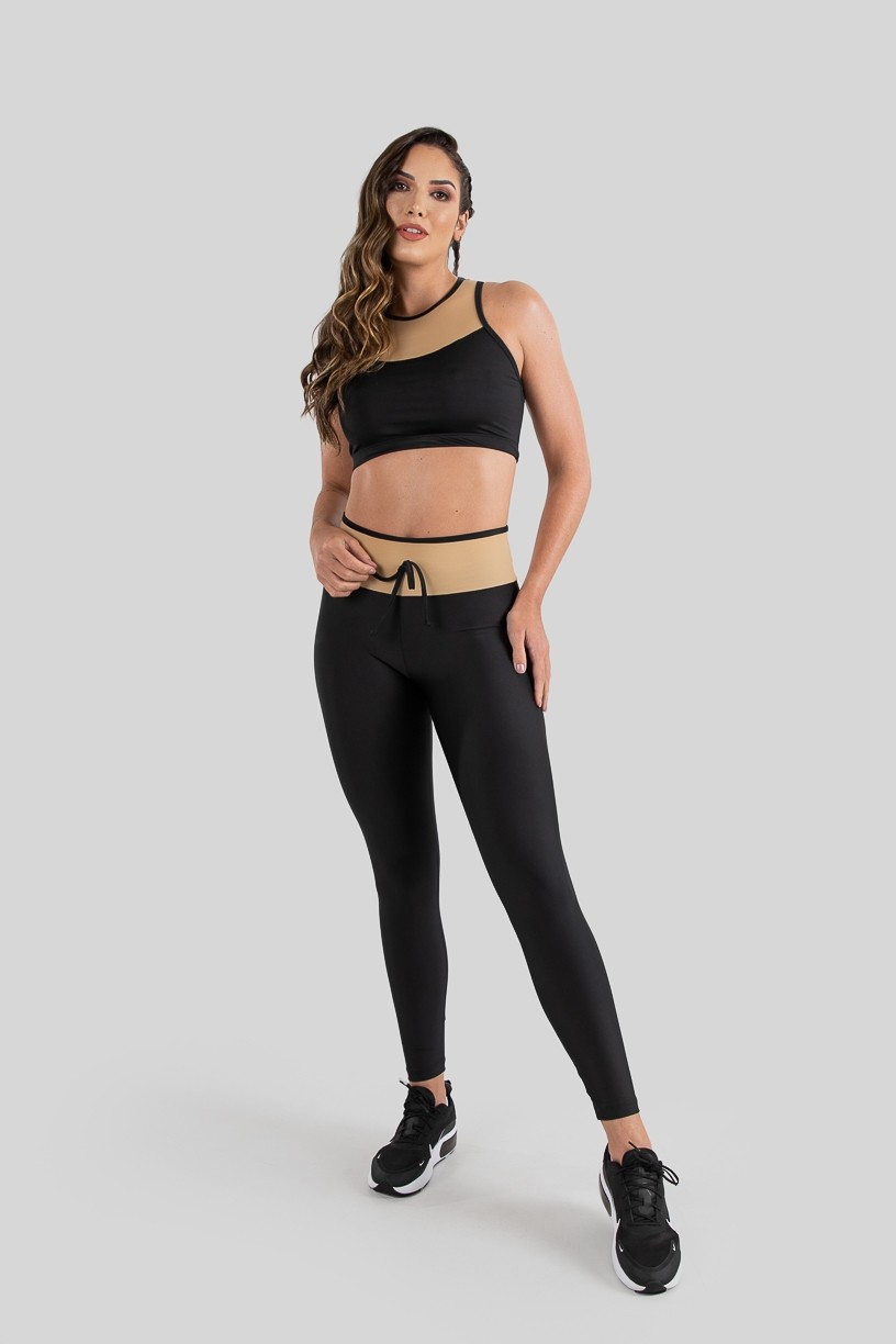 Top Nadador Duas Cores (Preto / Bege) | Ref: K3219-A