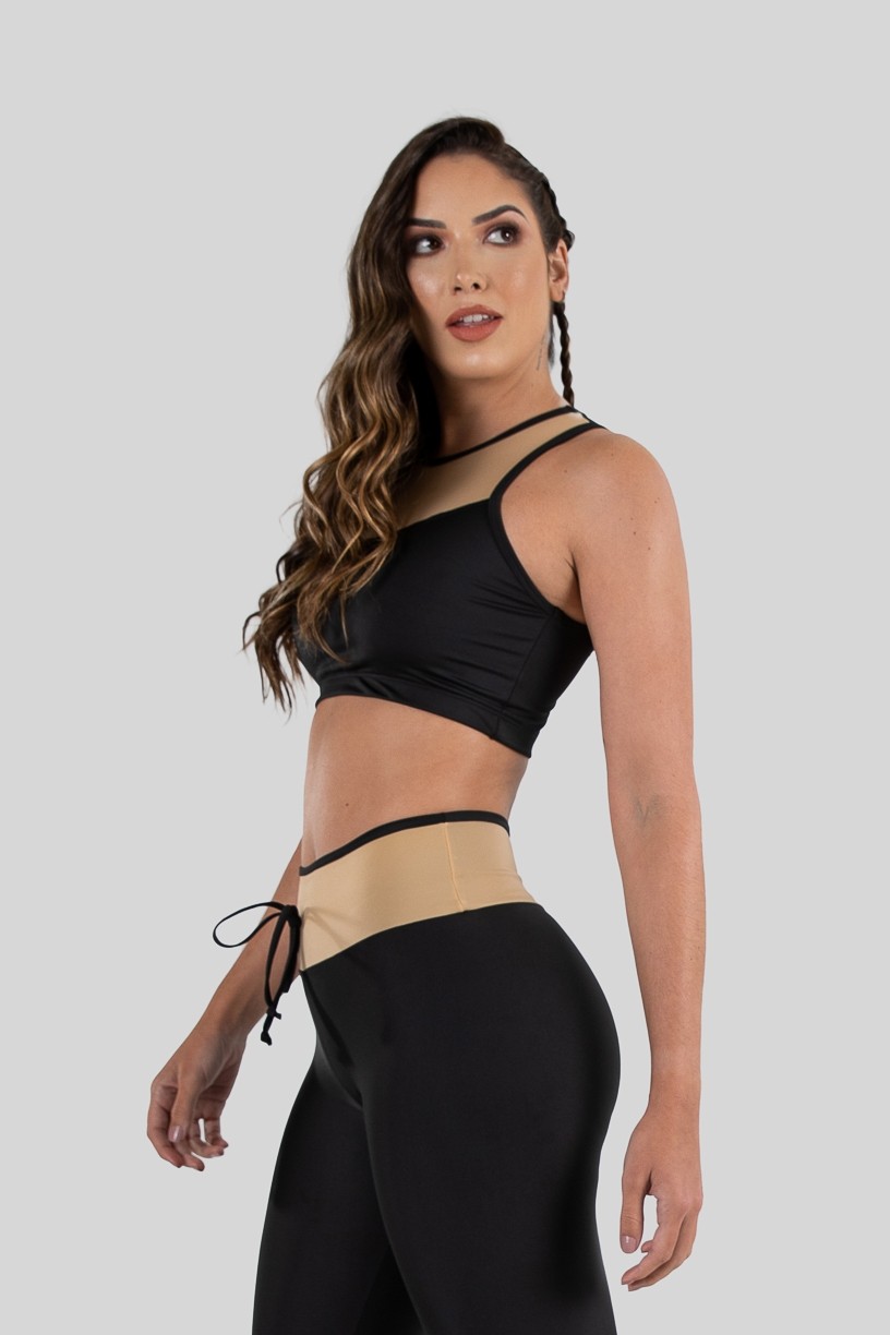 Top Nadador Duas Cores (Preto / Bege) | Ref: K3219-A