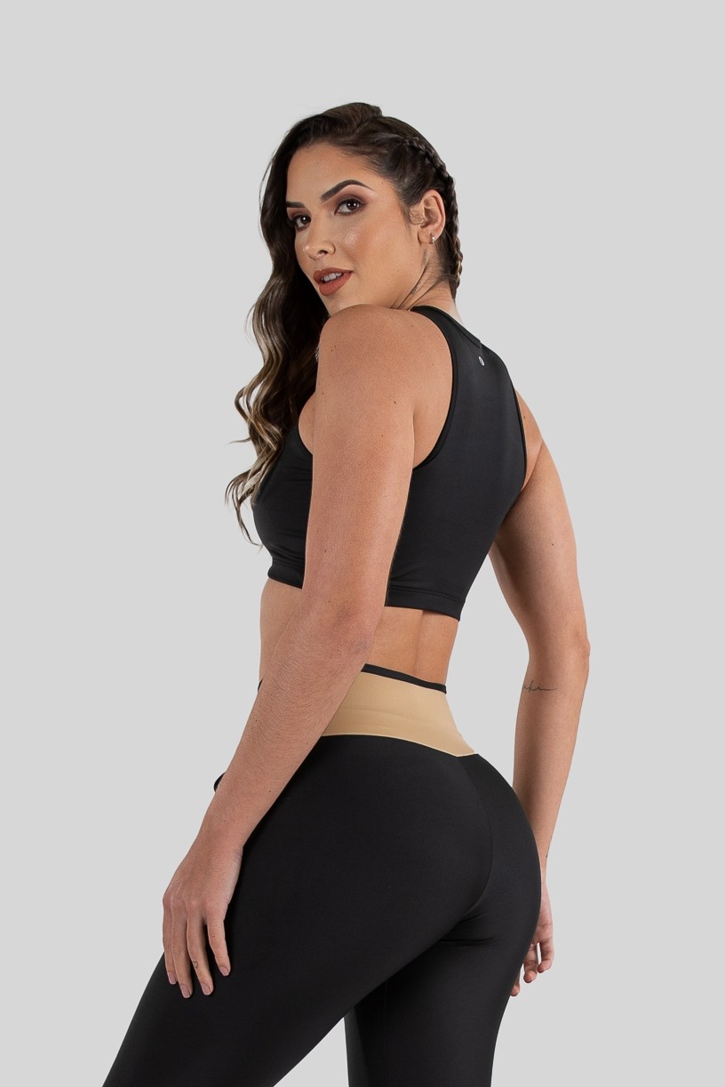 Top Nadador Duas Cores (Preto / Bege) | Ref: K3219-A