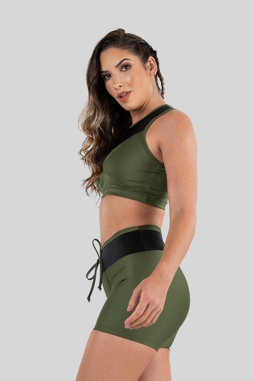 Top Nadador Duas Cores (Verde Militar / Preto) | Ref: K3219-B