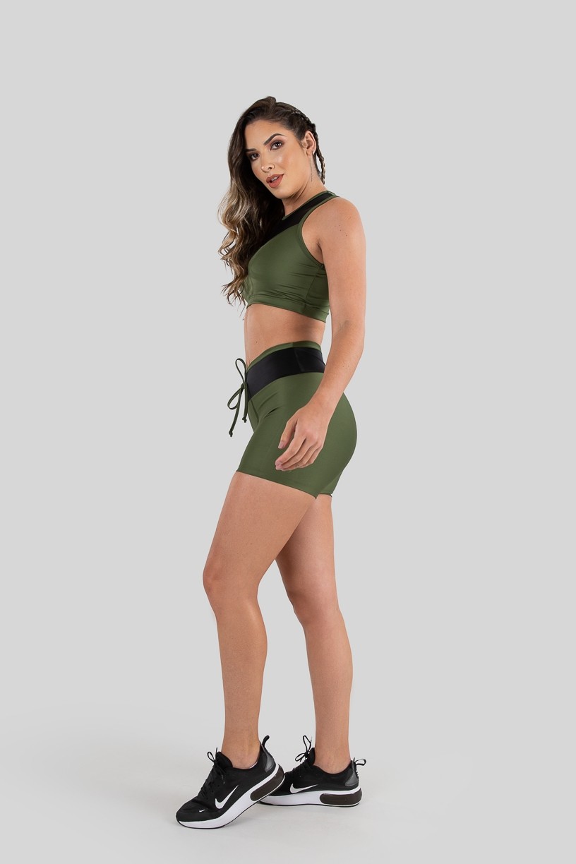 Top Nadador Duas Cores (Verde Militar / Preto) | Ref: K3219-B
