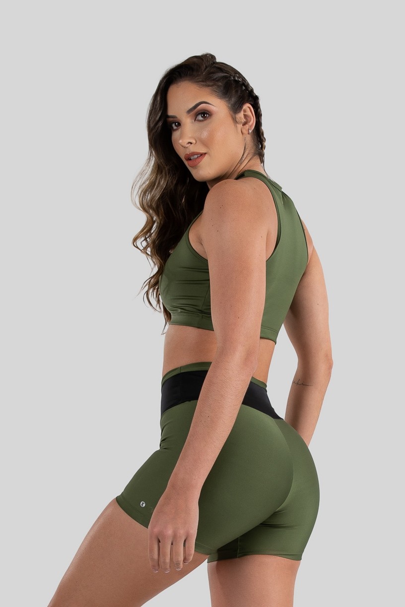 Top Nadador Duas Cores (Verde Militar / Preto) | Ref: K3219-B