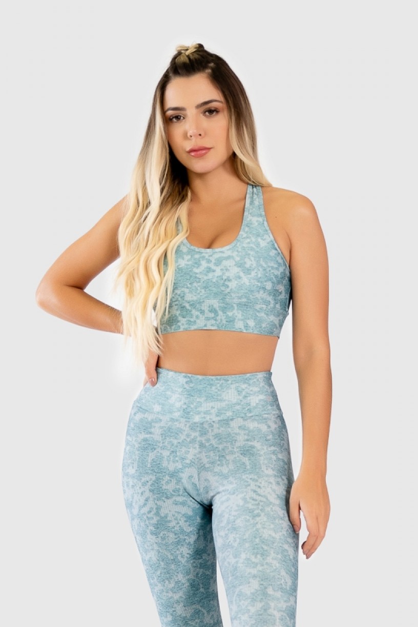 Top Nadador Fitness com Viés Estampa Digital Lace Texture | Ref: GO285