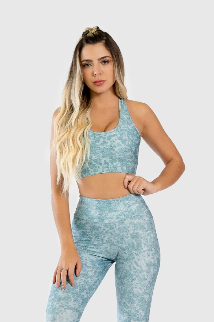 Top Nadador Fitness com Viés Estampa Digital Lace Texture | Ref: GO285