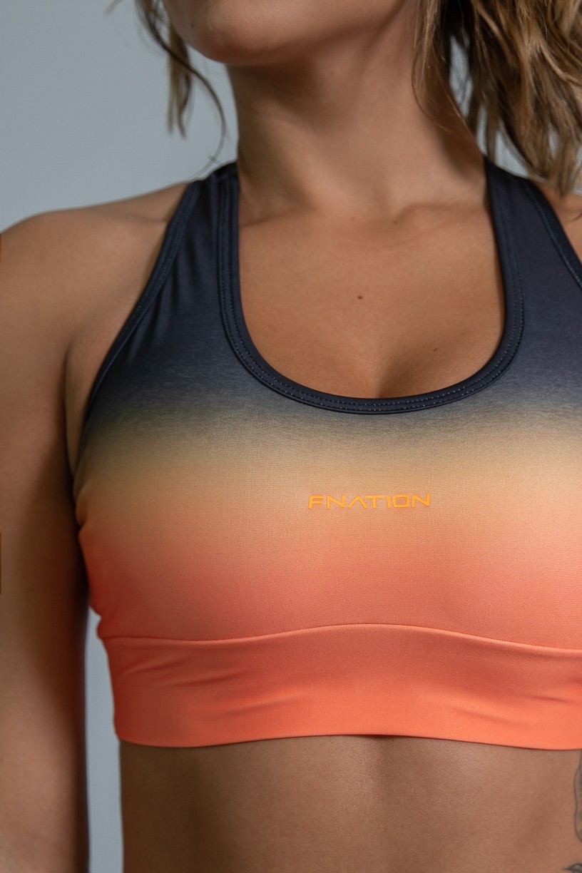 Top Nadador Fitness com Viés Estampa Digital Orange Mix | Ref: GO366