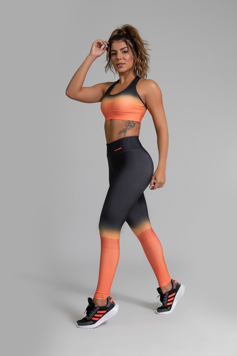 Calça Legging Fitness Estampa Digital Orange Mix | Ref: GO365