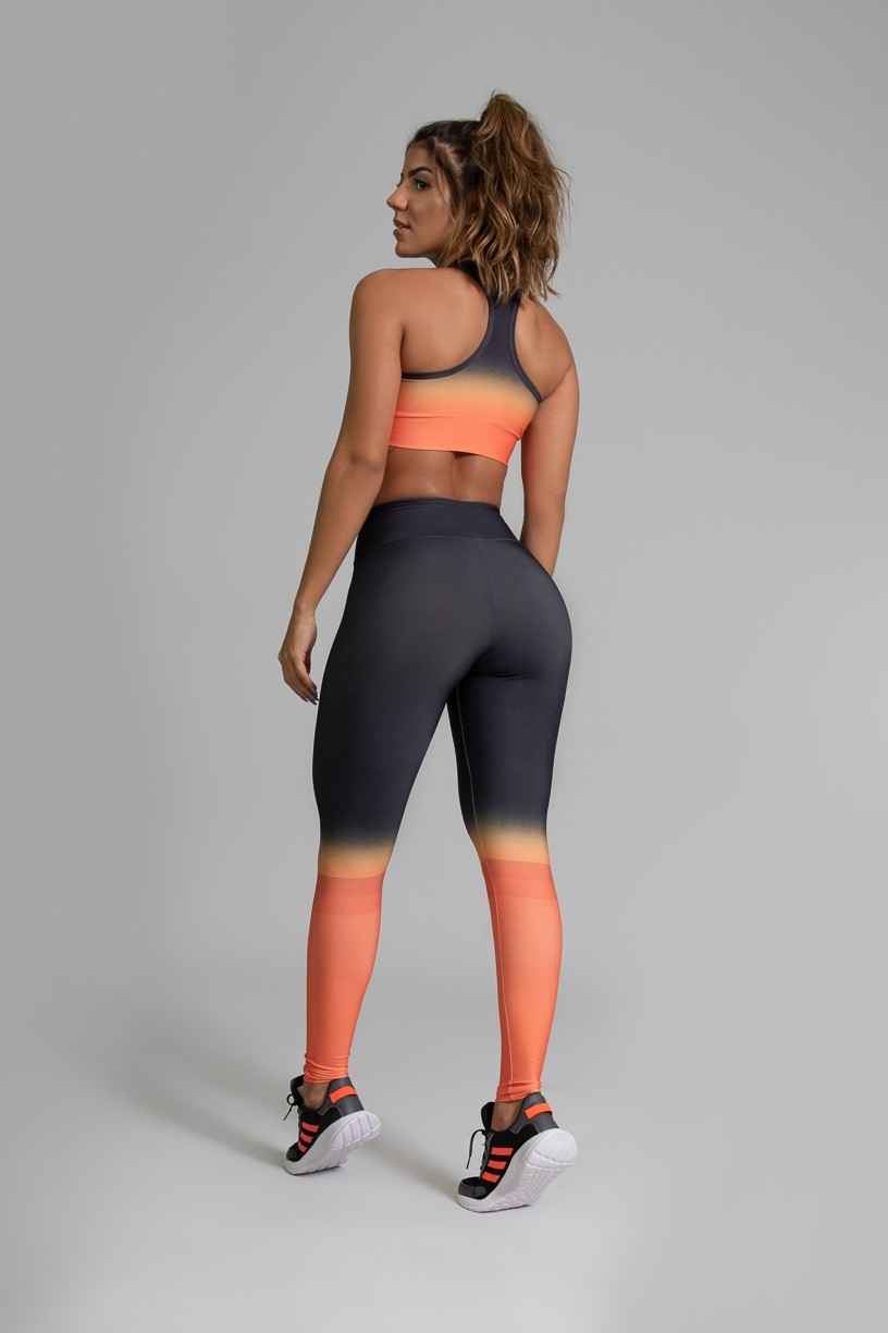 Calça Legging Fitness Estampa Digital Orange Mix | Ref: GO365