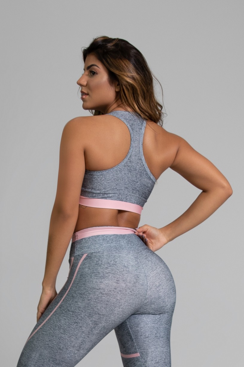 Top Nadador Fitness com Viés Estampa Digital Pink Fusion | Ref: GO345